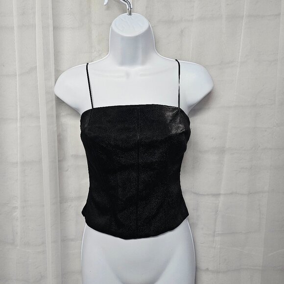 Kirious Tank Black Crop Snakeskin Goth Whimsigoth Vamp Club Faux Leather S - Picture 1 of 10